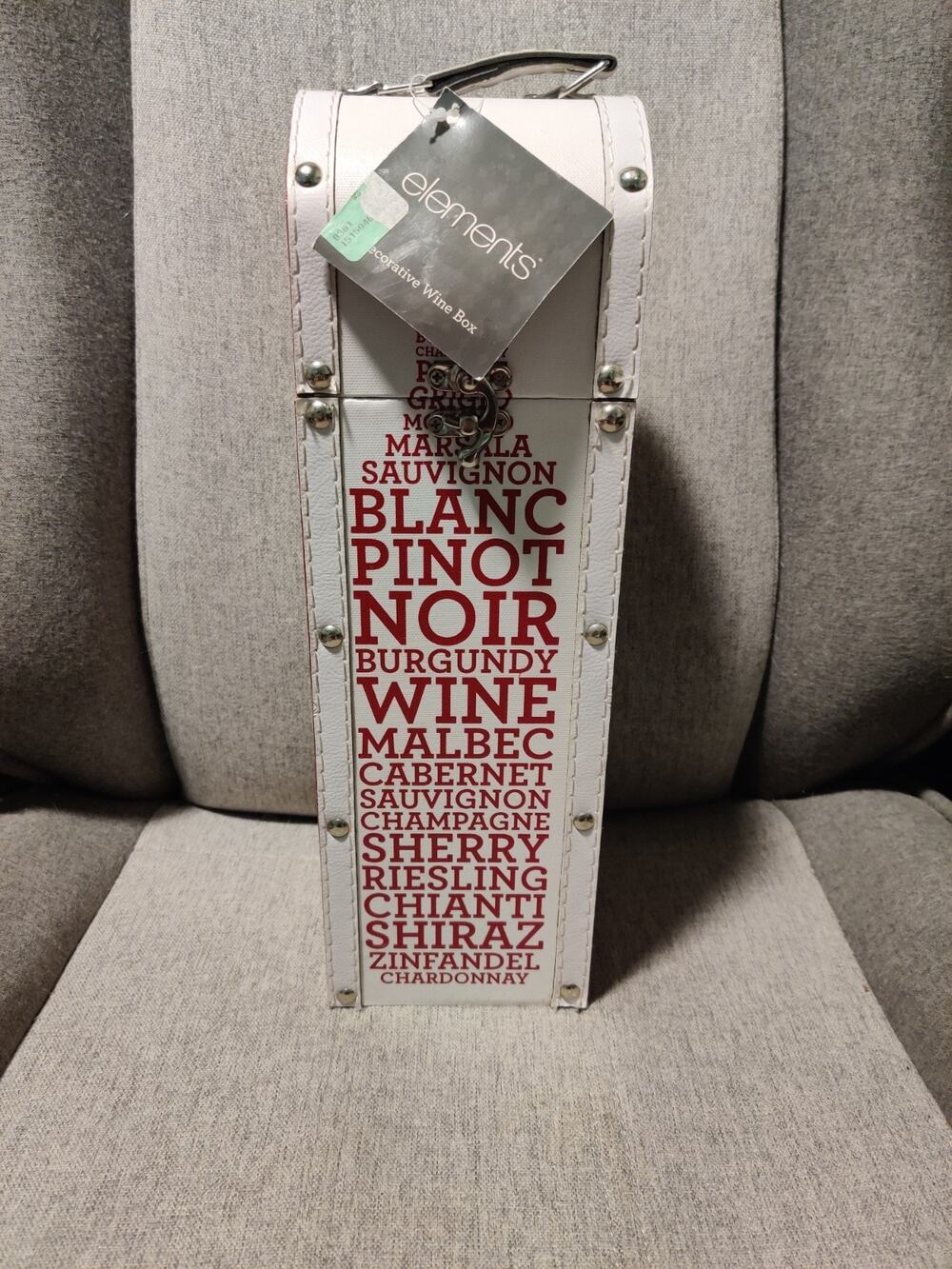 Elements Red White Wooden Wine Box with Script Names